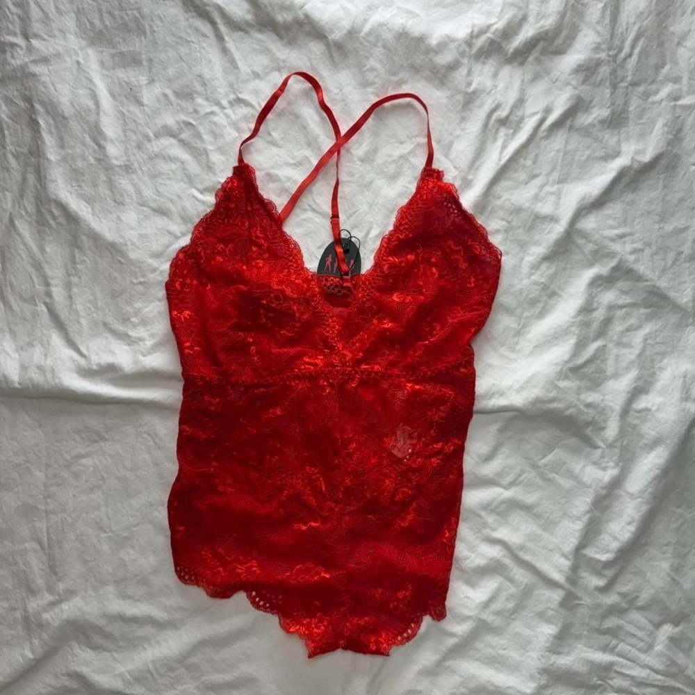 Y2k Red Lace Bodysuit Sz M NWTs
